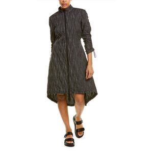 Snider Womens Striped Cardiff Full Zip Stretch Coat Dress Black White Small NWOT